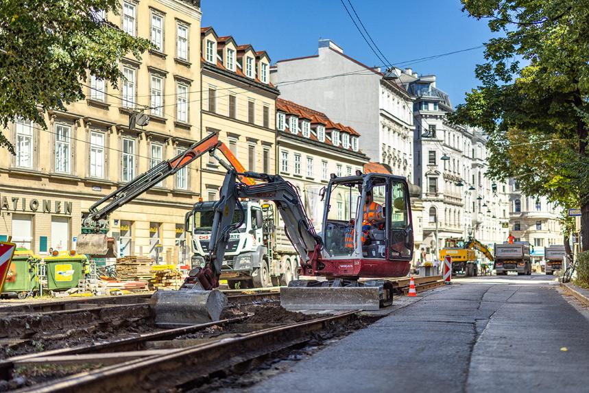 Gleisbaustelle in der Wiedner Hauptstraße